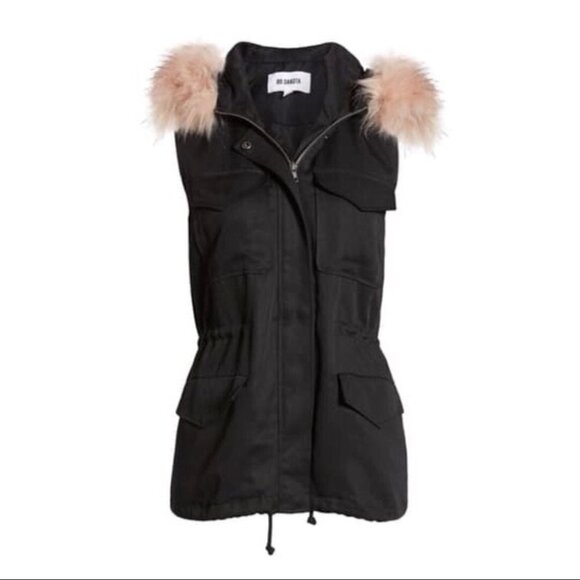 Nwot BB Dakota Black Get Your Swagger On Vest Faux  Fur Trim Hood Size XS - Picture 7 of 16